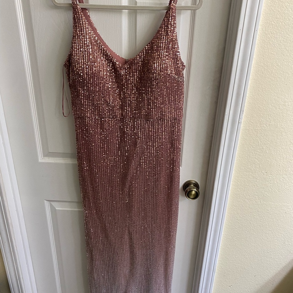 Nightway Rose Gold & Silver Sequin Dress - Size 12 | Perfect for Weddings